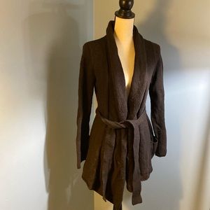 Sparrow brown cardigan sweater with removable tie wool blend sweater size M. EUC
